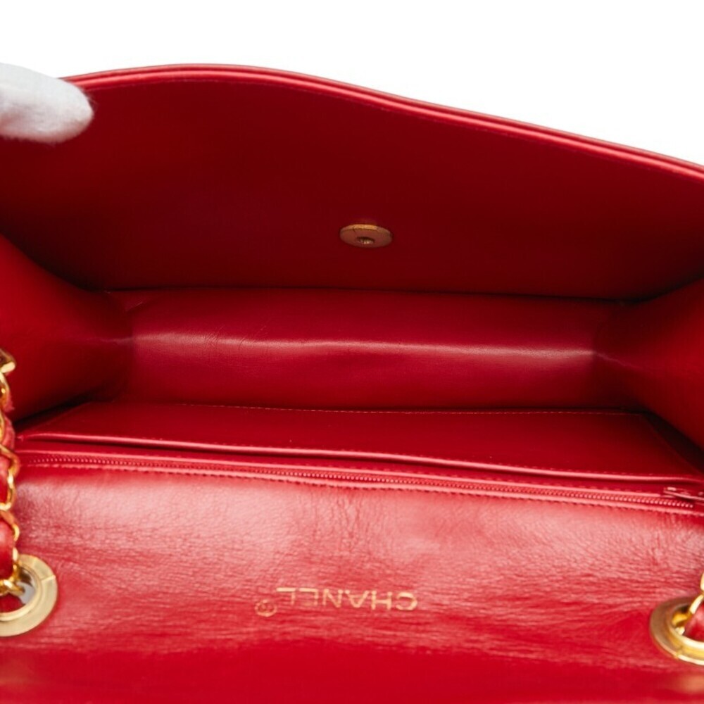 CHANEL Red Lambskin Leather Logo Shoulder Bag - Picture 10 of 12